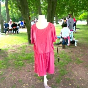 Zenana Romper Size 1X with pockets and elastic waist with back tie closure